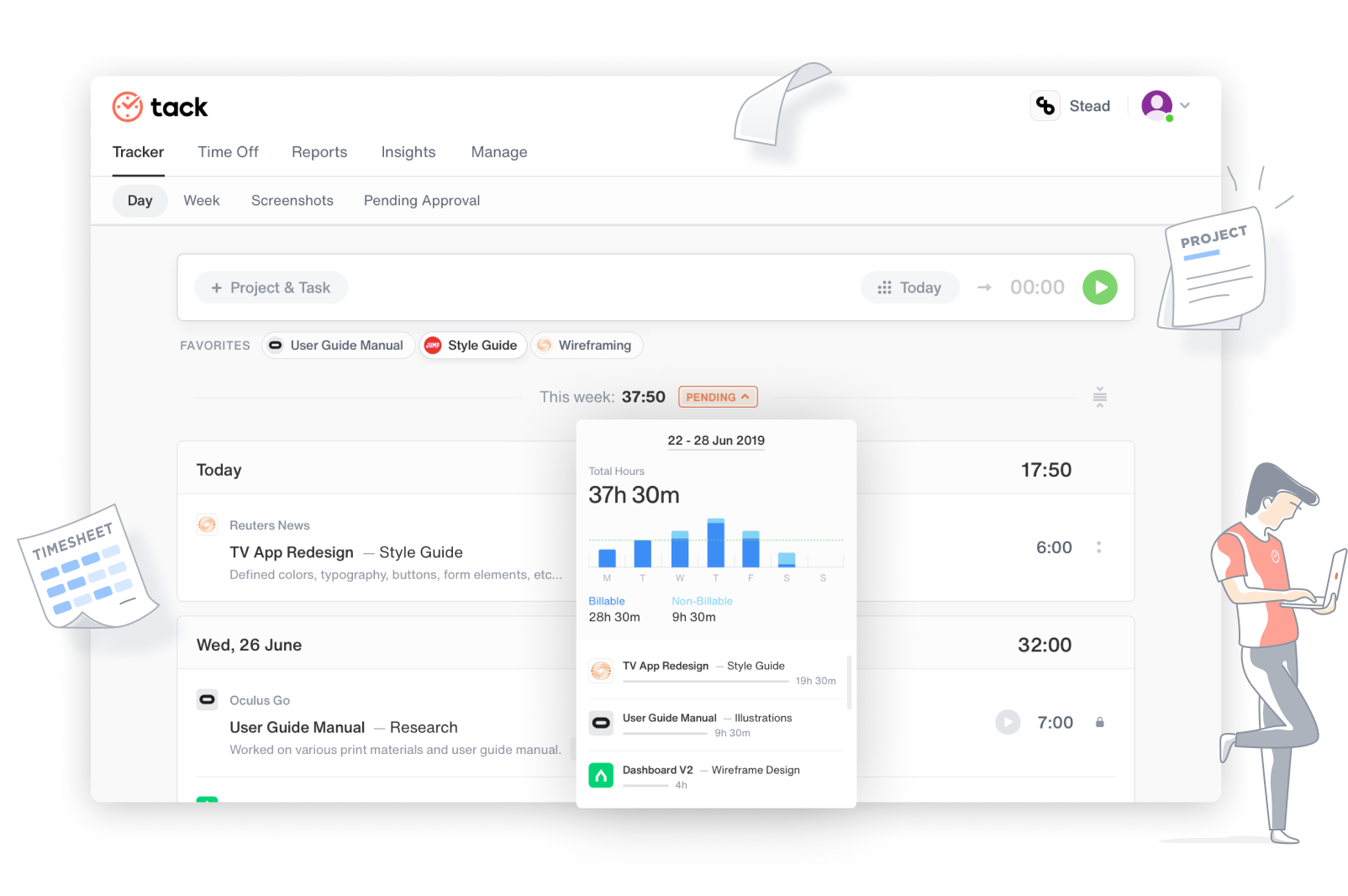 Tack — time tracking app